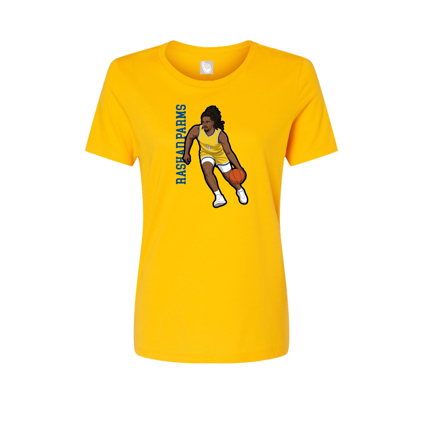 Fitted Women's Tee — Name Vertical in Gold