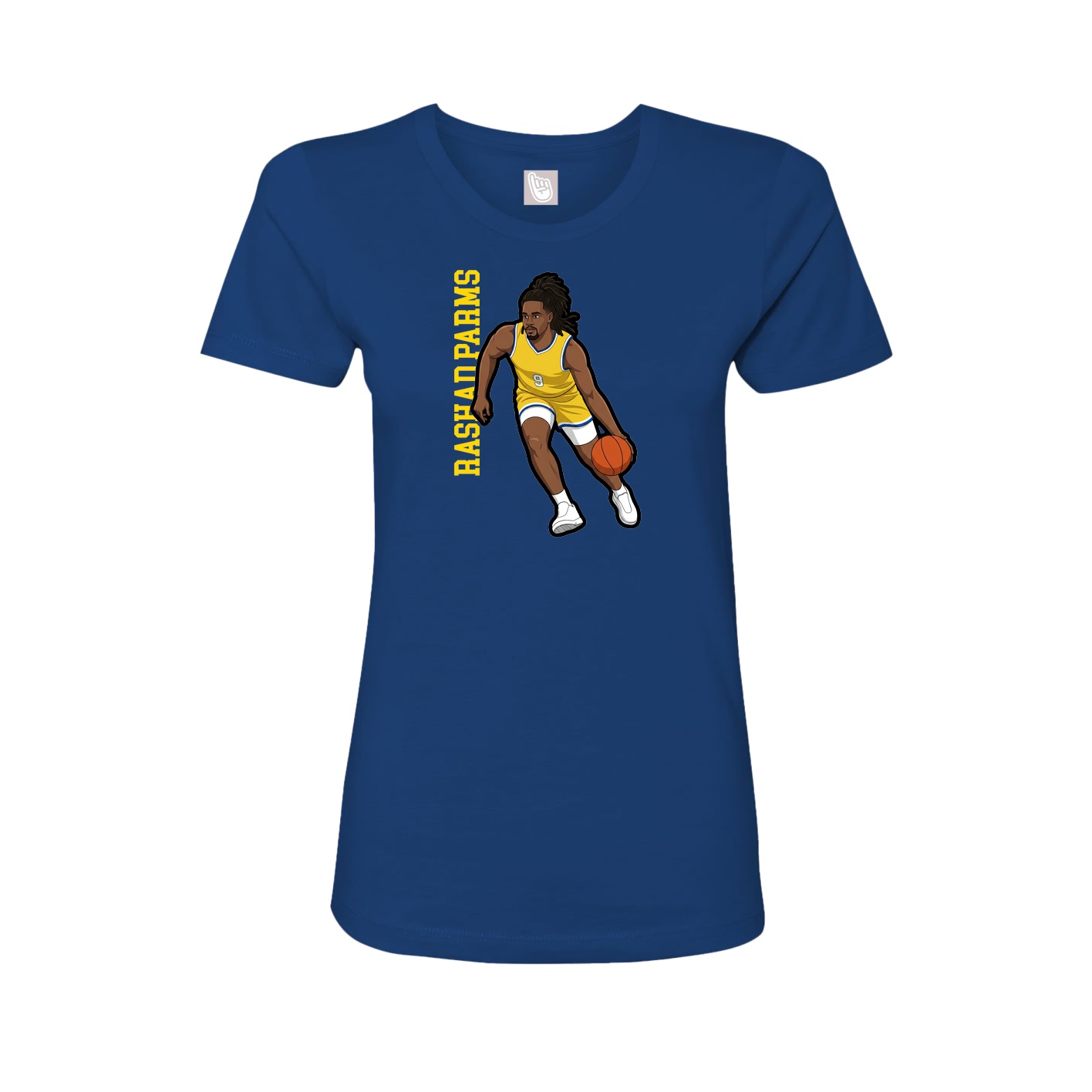 Fitted Women's Tee — Name Vertical in Royal