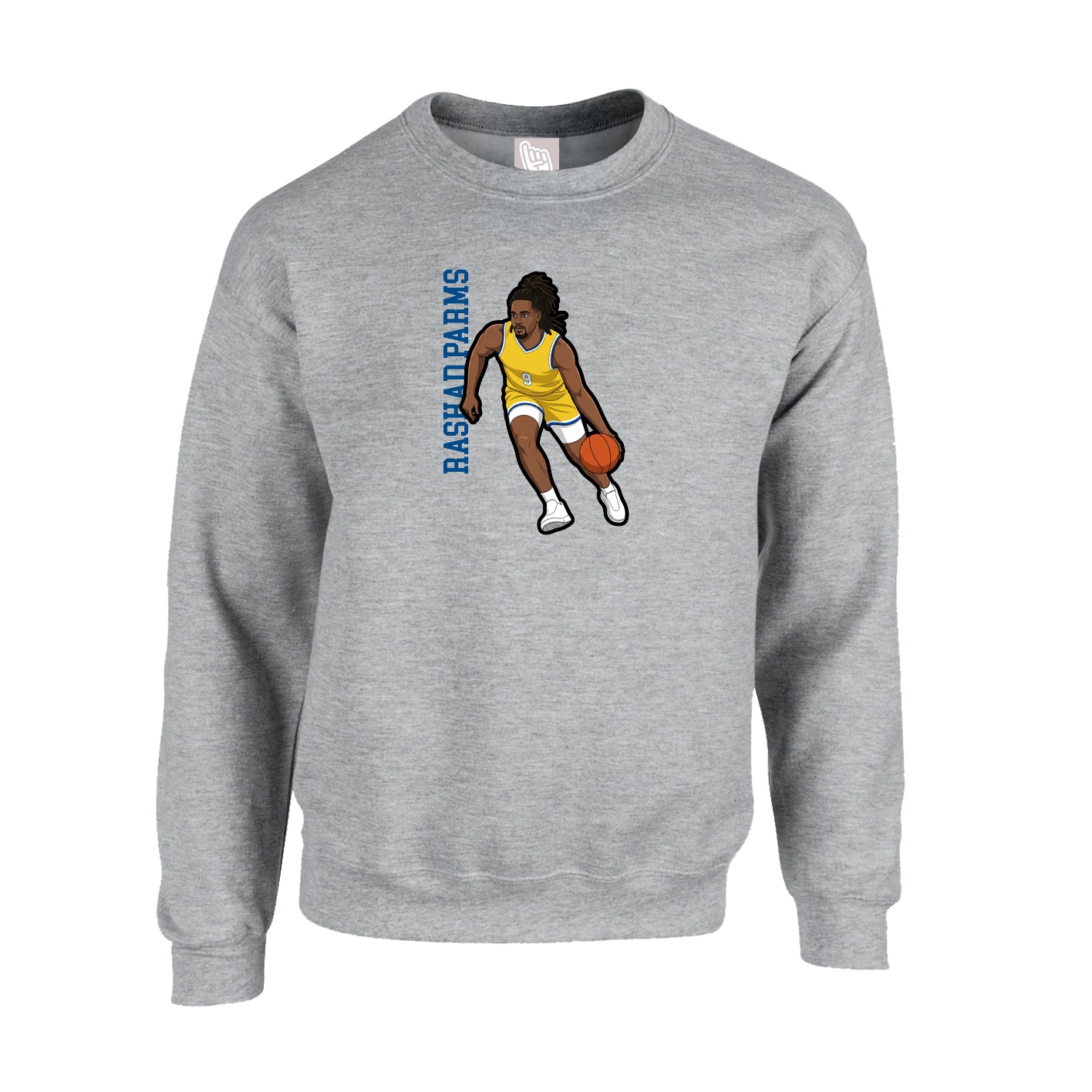 Fleece Crew — Name Vertical in Grey