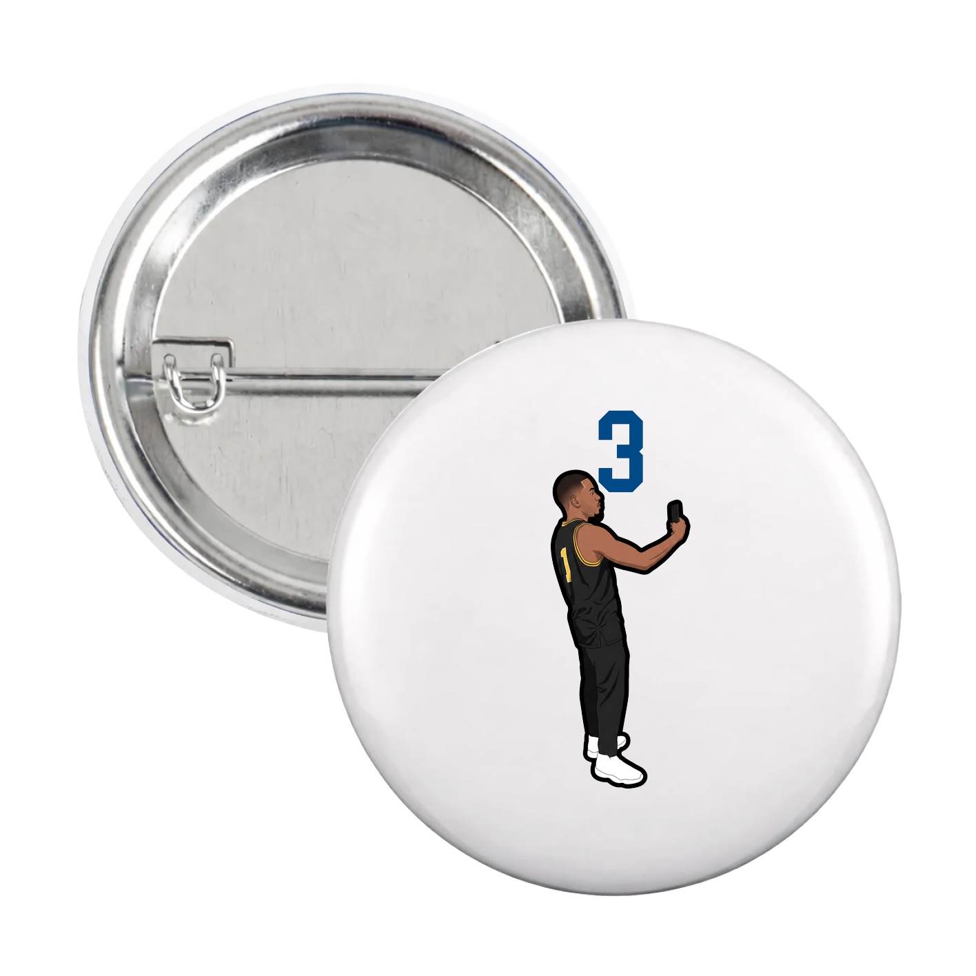 Game Day Button — Number Top in White