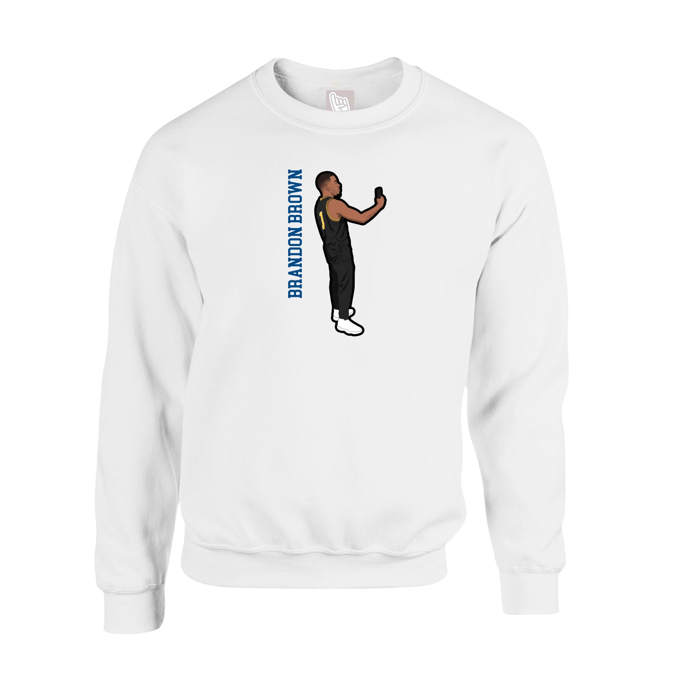 Fleece Crew — Name Vertical in White