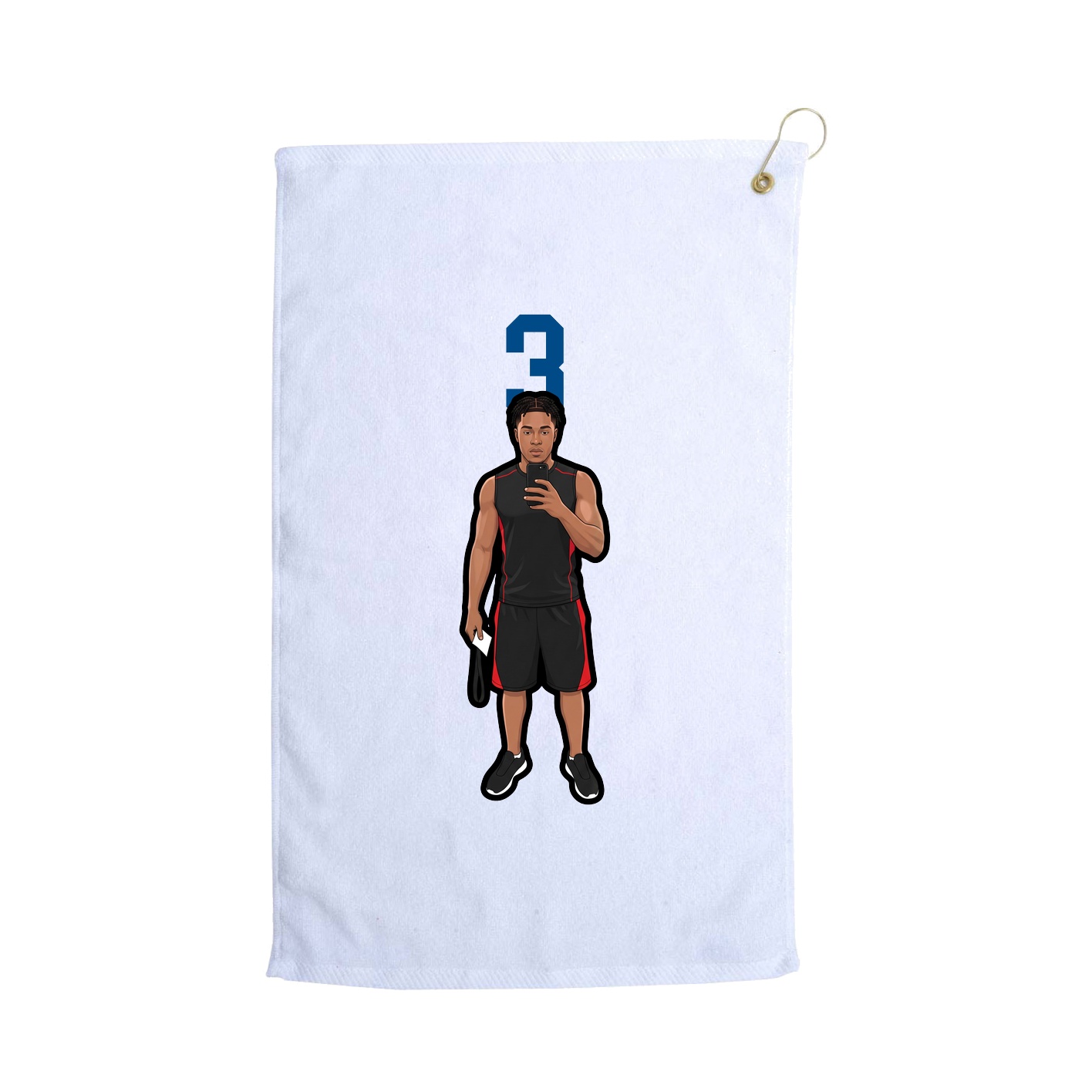 Golf Towel — Number Top in White