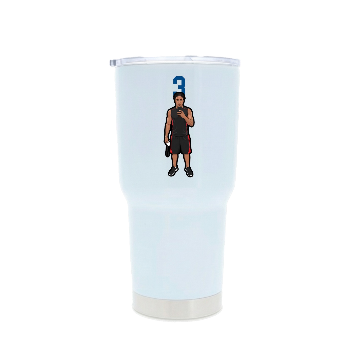 30oz Stainless Steel Tumbler — Number Top in White
