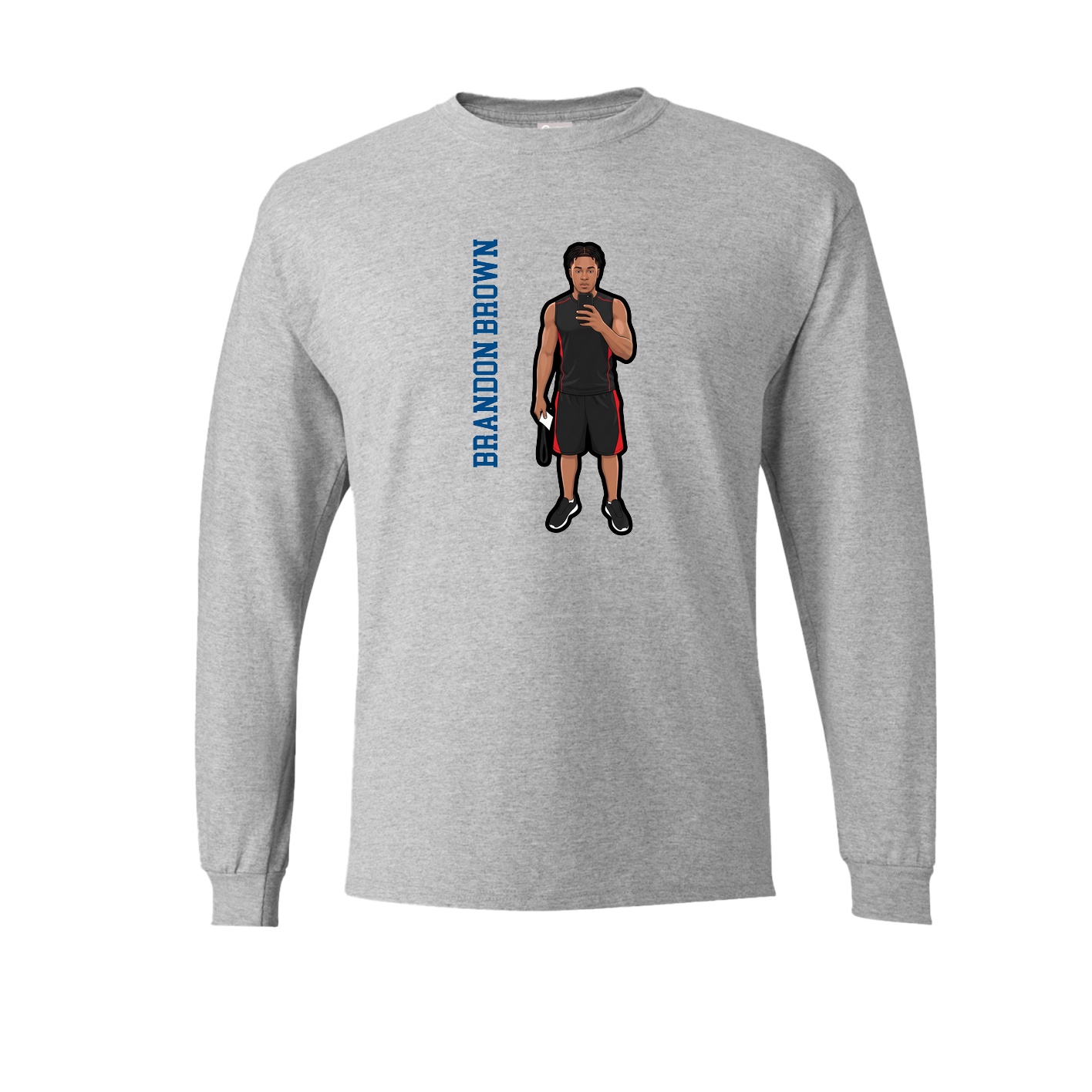 Long Sleeve Tee — Name Vertical in Grey