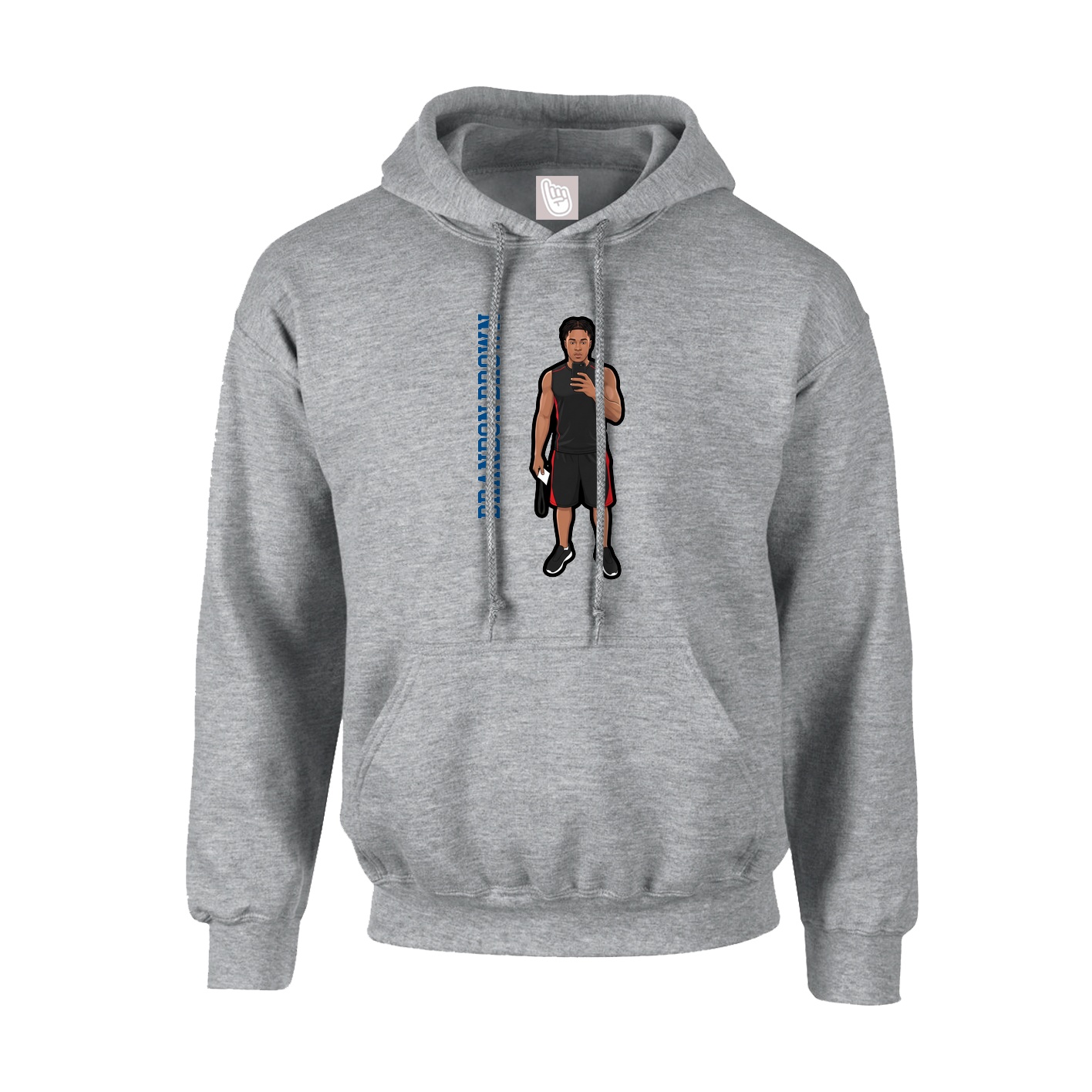 Hoodie — Name Vertical in Grey