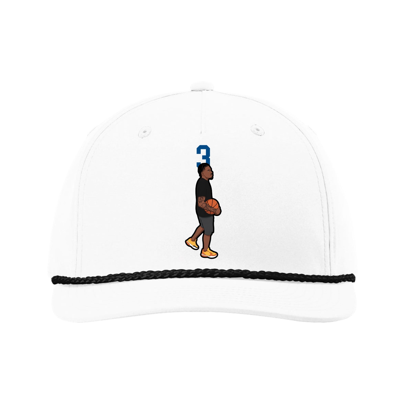 Five-Panel Classic Rope Cap — Number Top in White