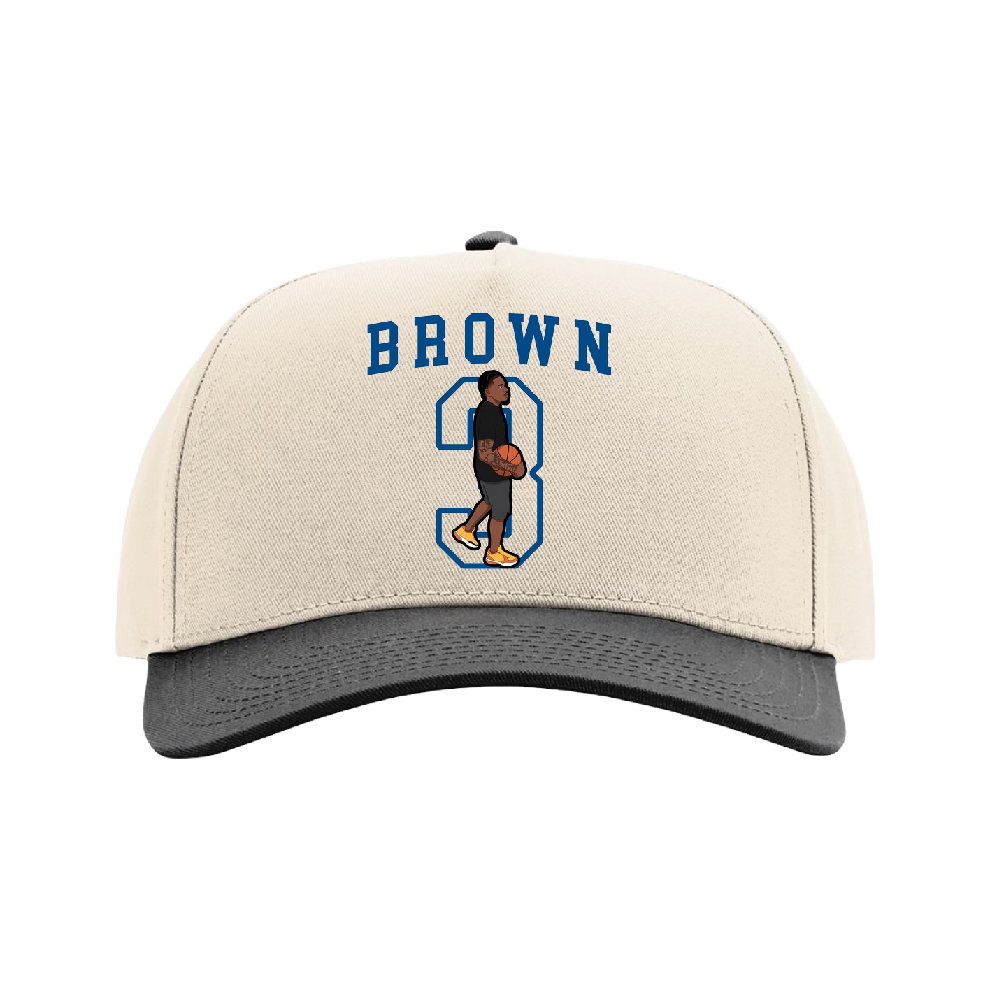 Full Fabric Five-Panel Champ Cap — Shirsey in Cream/Black