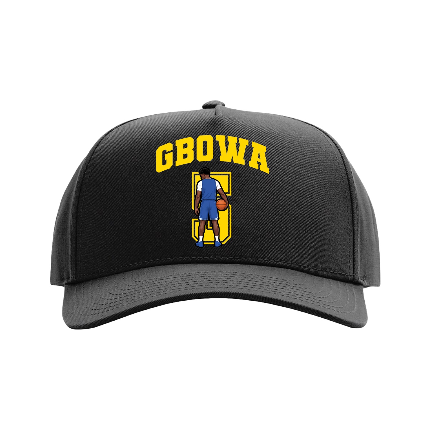 Full Fabric Five-Panel Champ Cap — Number in Black