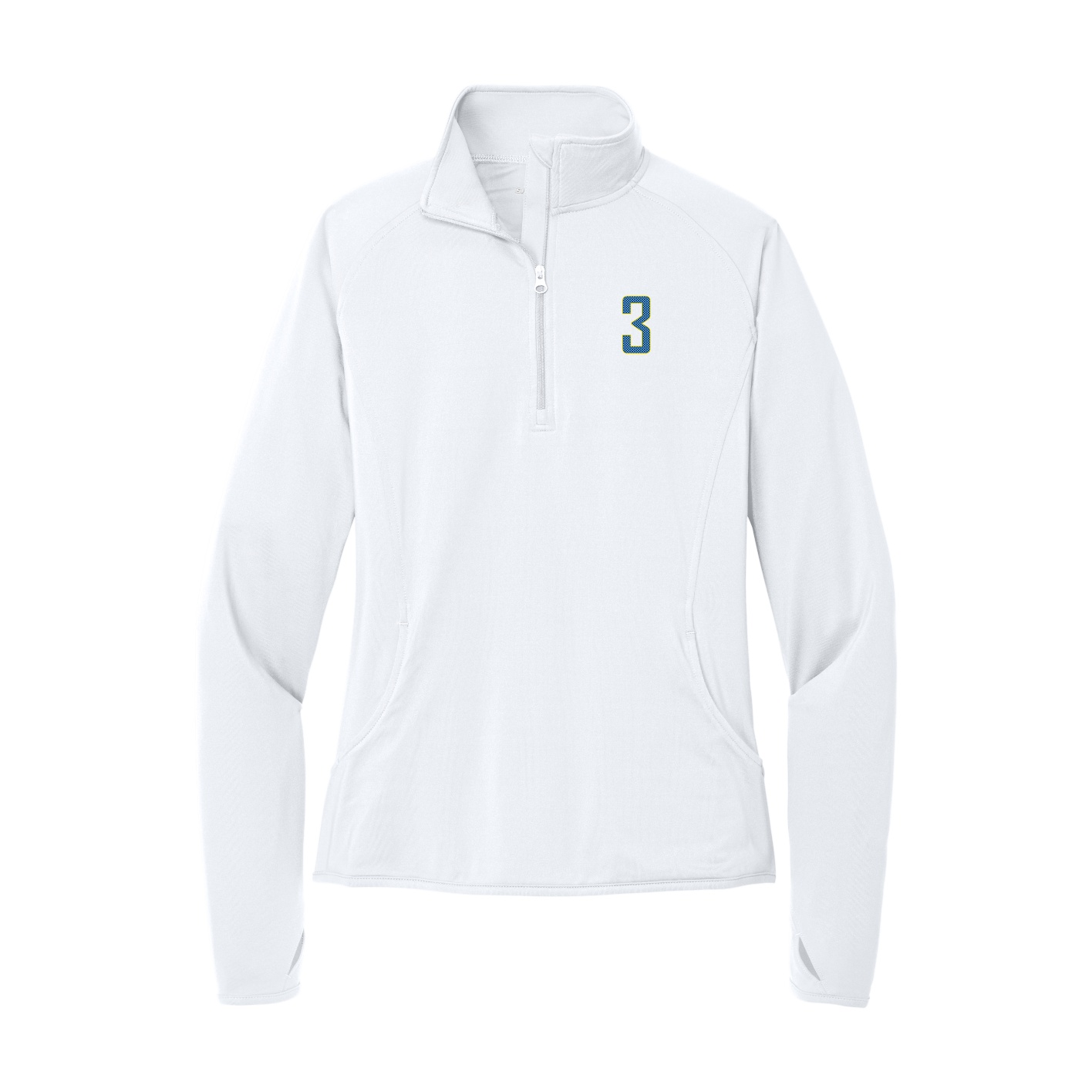Women's Q-Zip Pullover — Front Shirsy in White