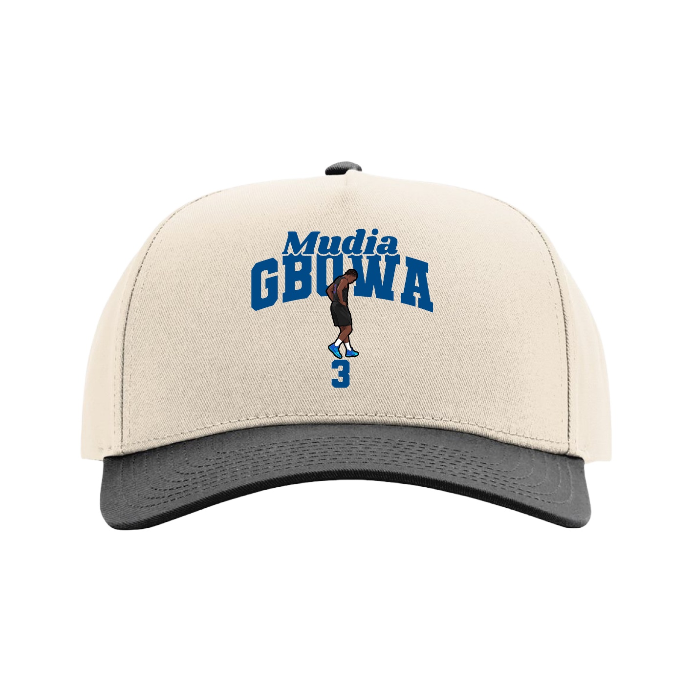 Full Fabric Five-Panel Champ Cap — Signature Arch in Cream/Black