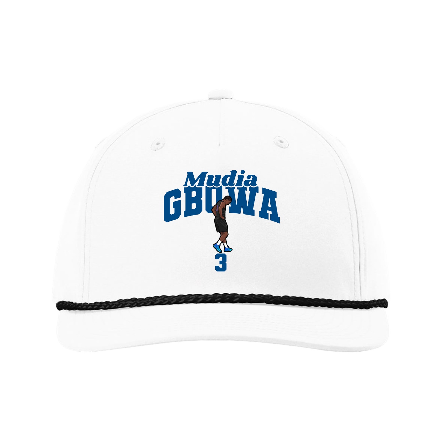 Five-Panel Classic Rope Cap — Signature Arch in White