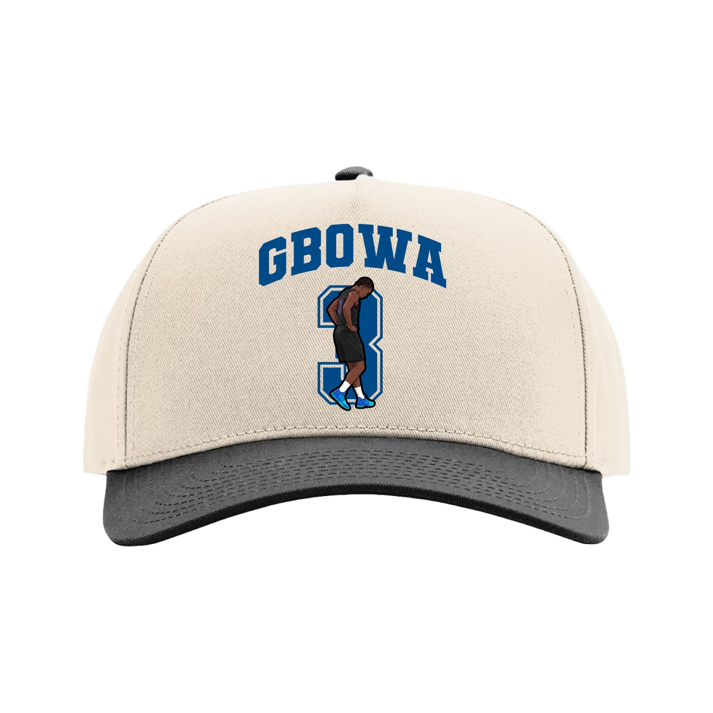 Full Fabric Five-Panel Champ Cap — Number in Cream/Black