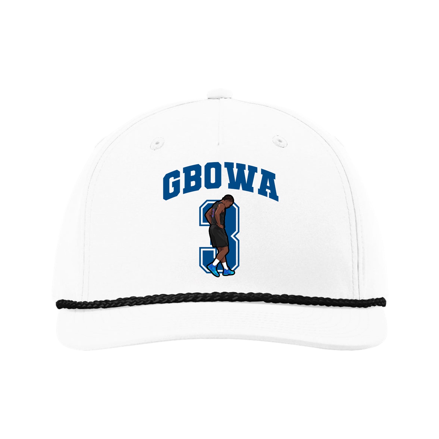 Five-Panel Classic Rope Cap — Number in White