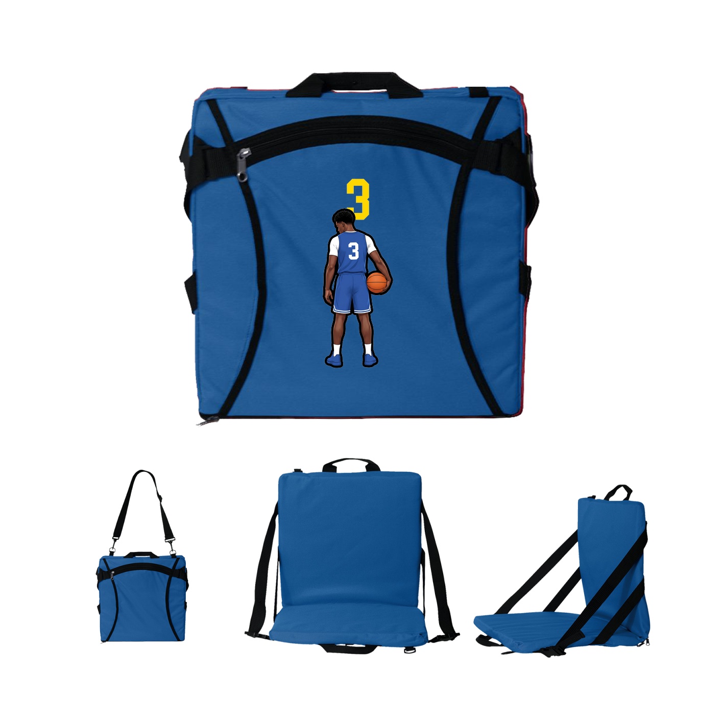 Folding Stadium Seat — Number Top in Royal