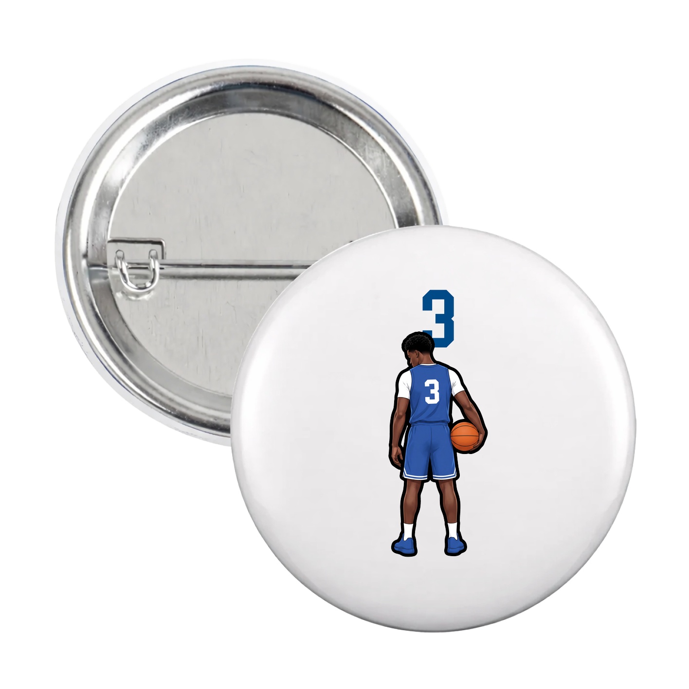 Game Day Button — Number Top in White