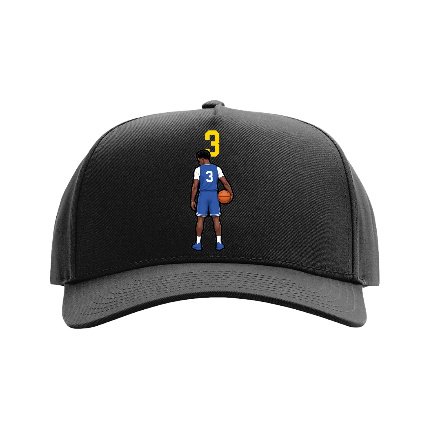 Full Fabric Five-Panel Champ Cap — Number Top in Black