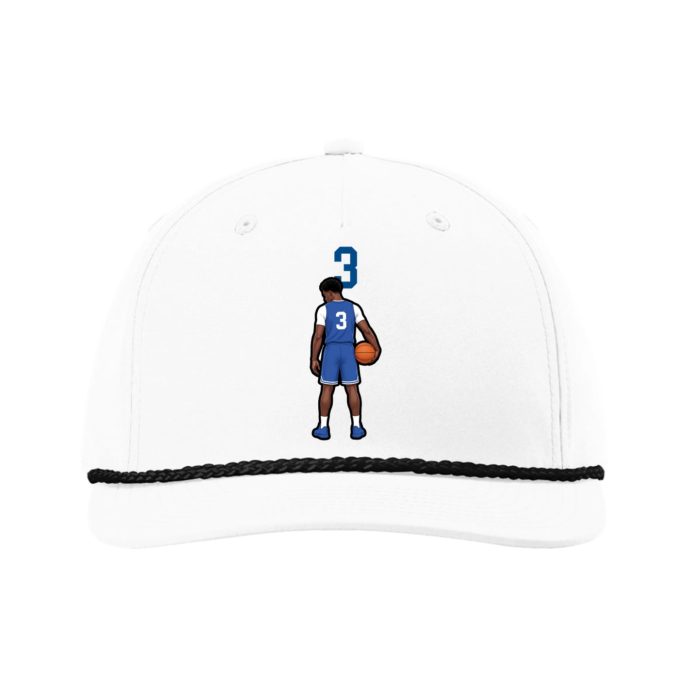 Five-Panel Classic Rope Cap — Number Top in White