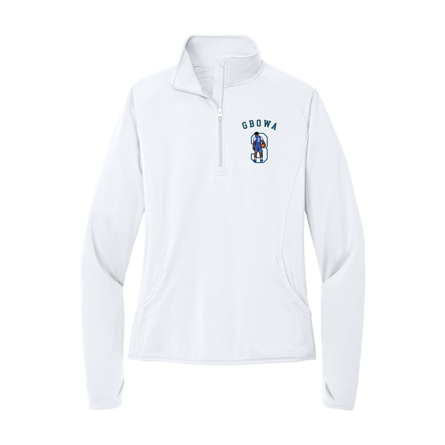 Women's Q-Zip Pullover — Shirsey Arch in White