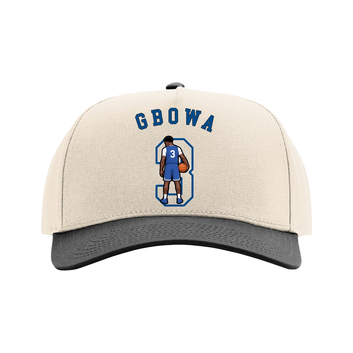 Full Fabric Five-Panel Champ Cap — Shirsey Arch in Cream/Black
