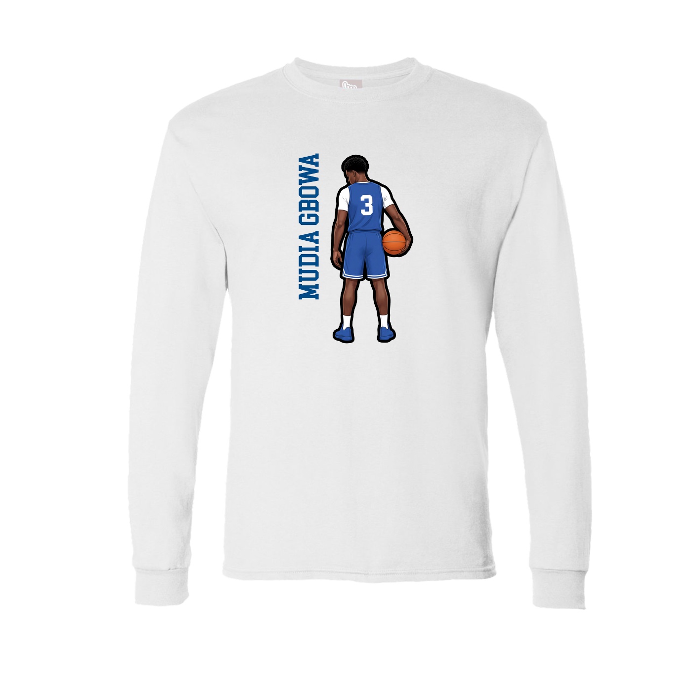 Long Sleeve Tee — Name Vertical in White