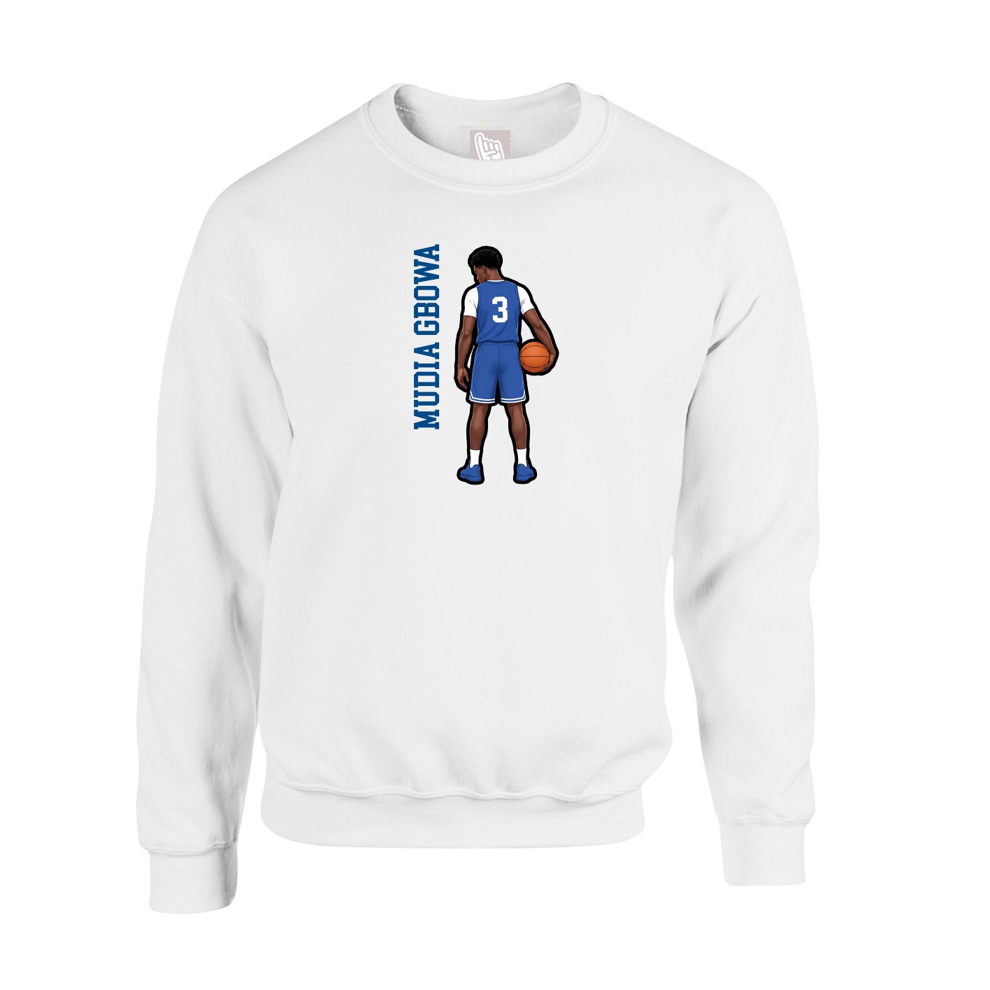 Fleece Crew — Name Vertical in White