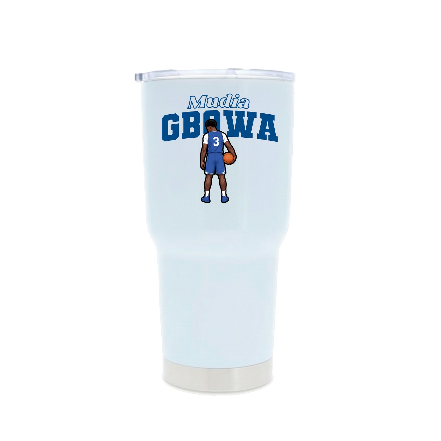 30oz Stainless Steel Tumbler — Name Arch in White