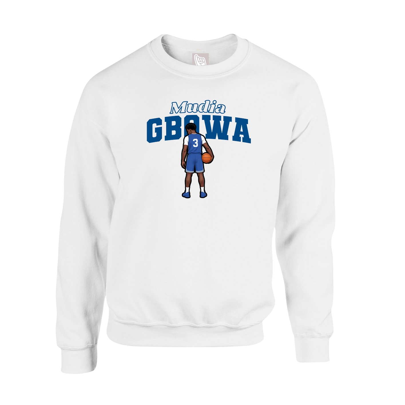 Fleece Crew — Name Arch in White