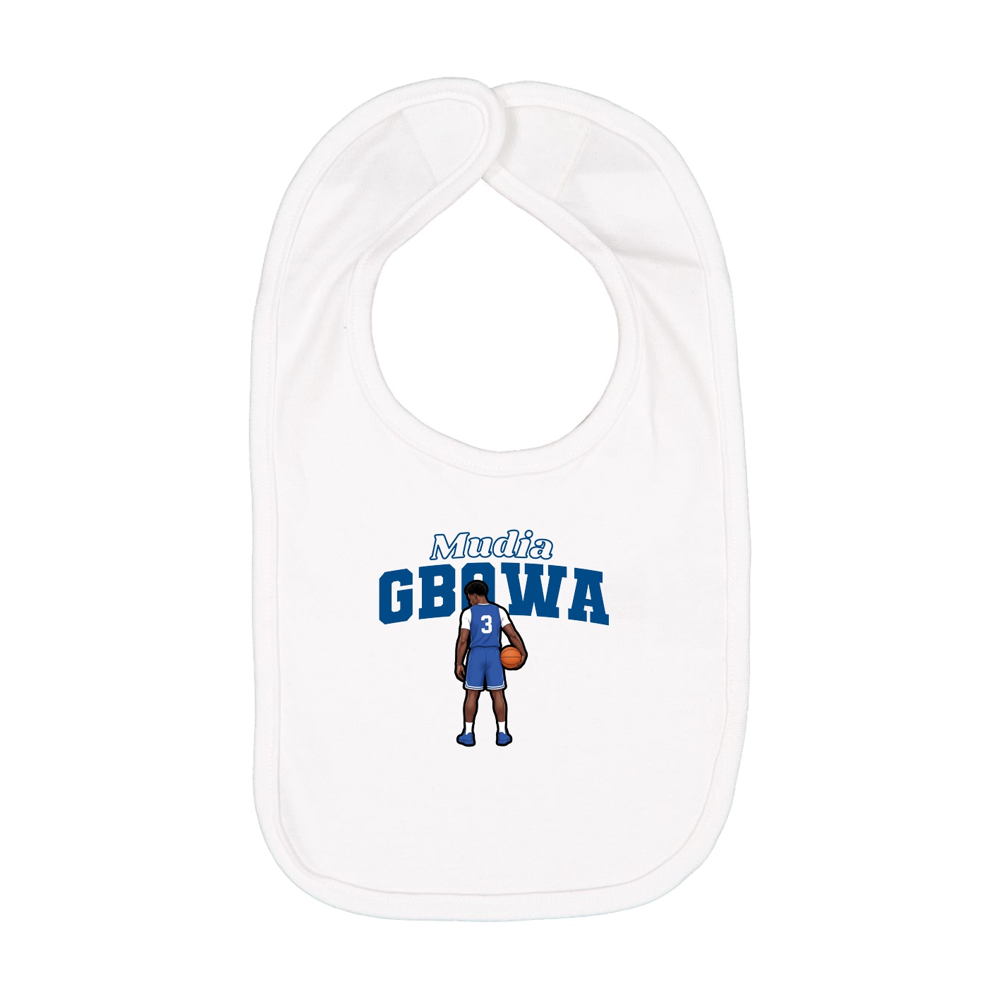 Infant Bib — Name Arch in White