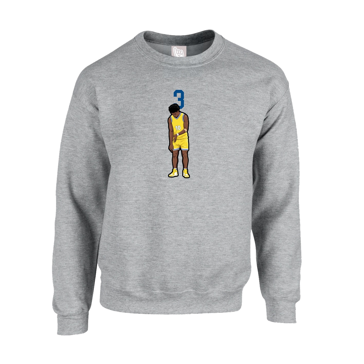 Fleece Crew — Number Top in Grey