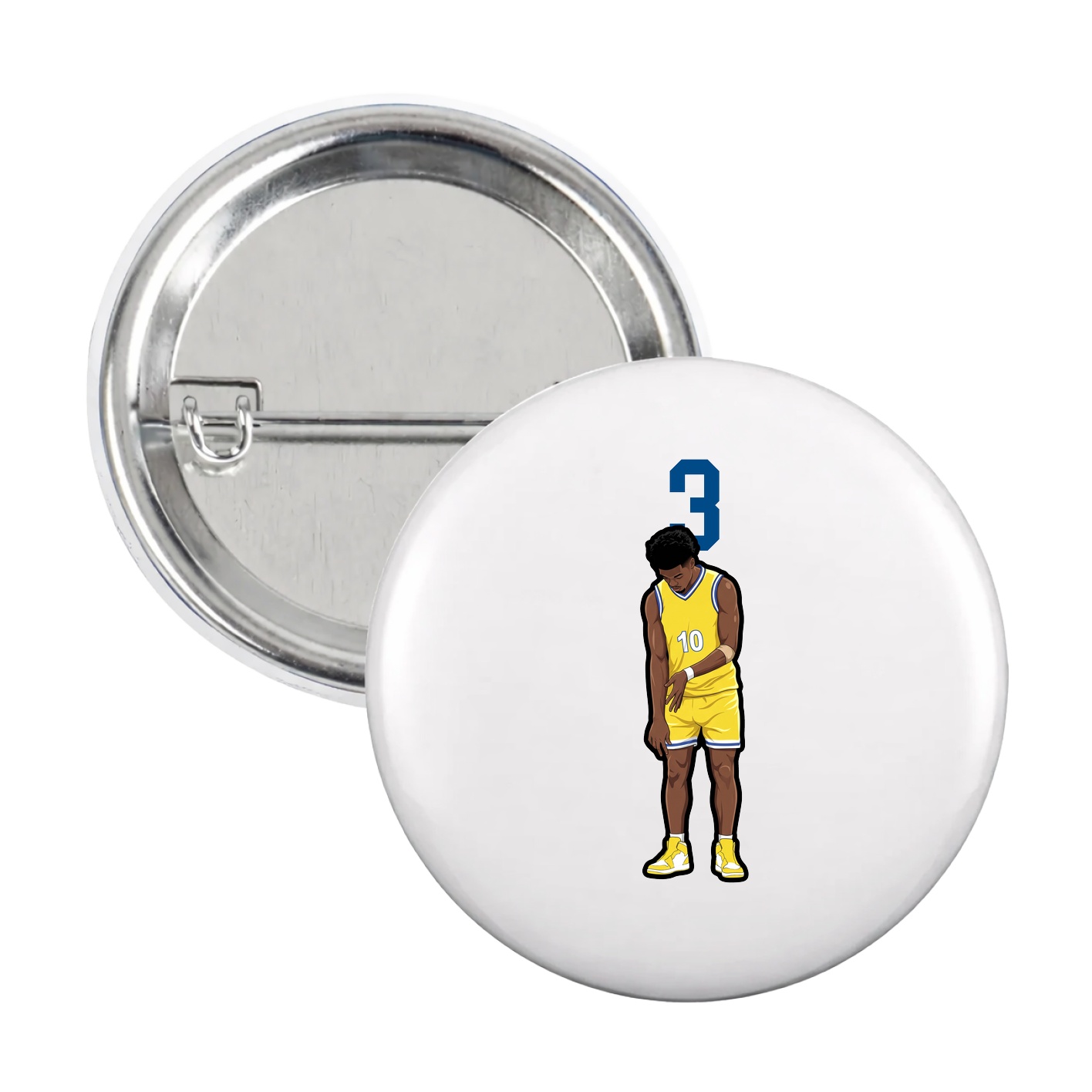Game Day Button — Number Top in White