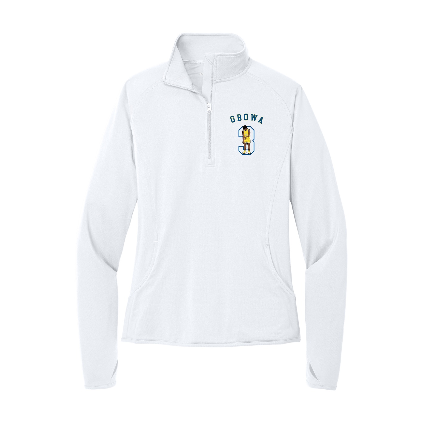 Women's Q-Zip Pullover — Shirsey Arch in White