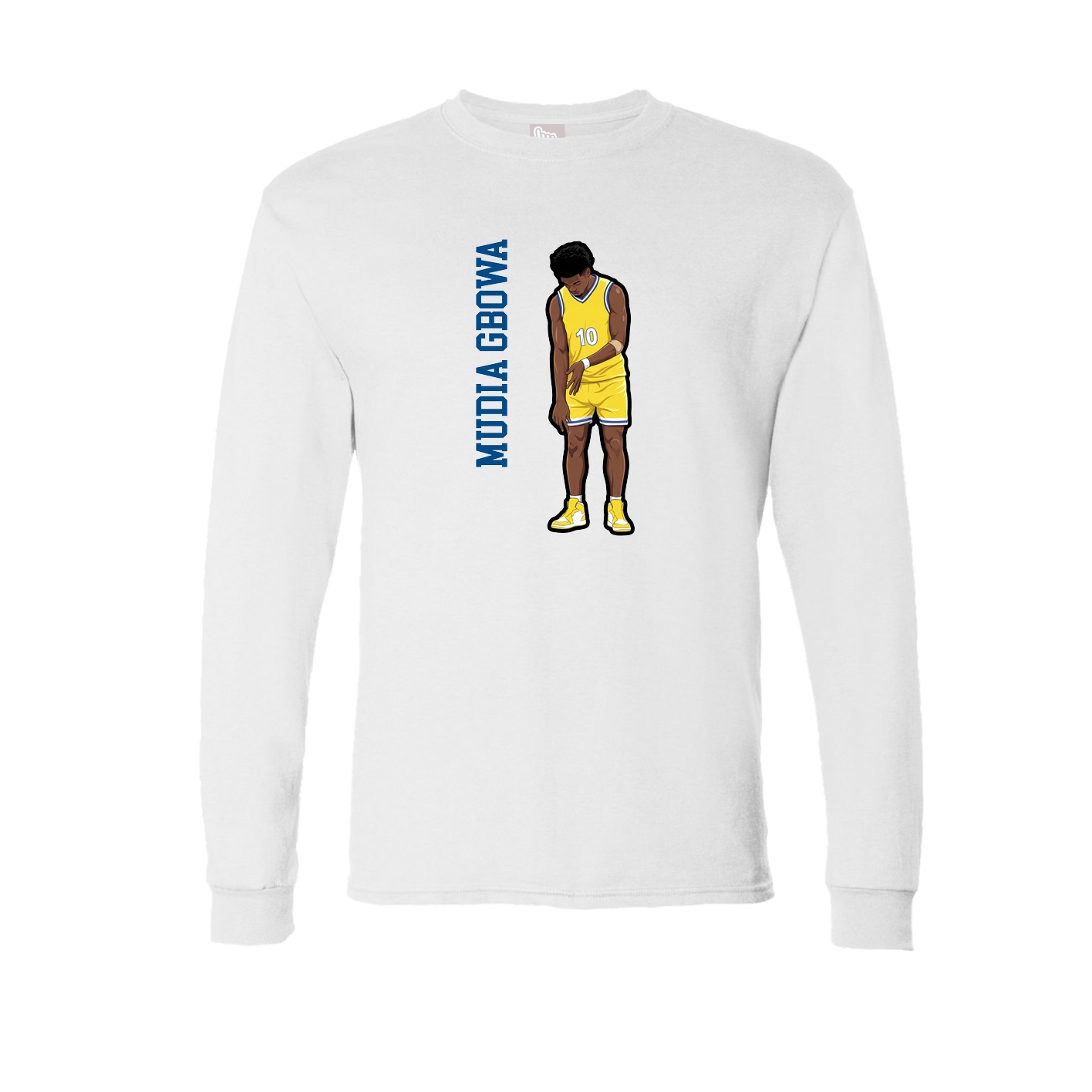 Long Sleeve Tee — Name Vertical in White