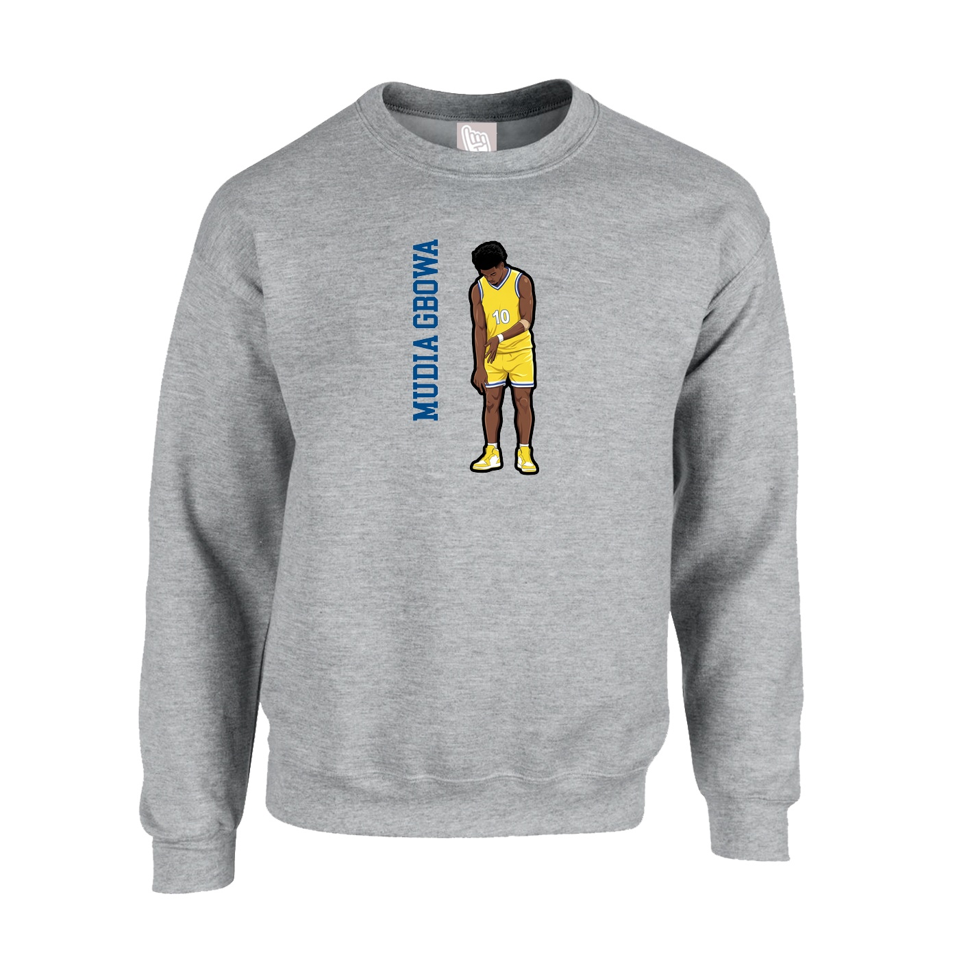 Fleece Crew — Name Vertical in Grey