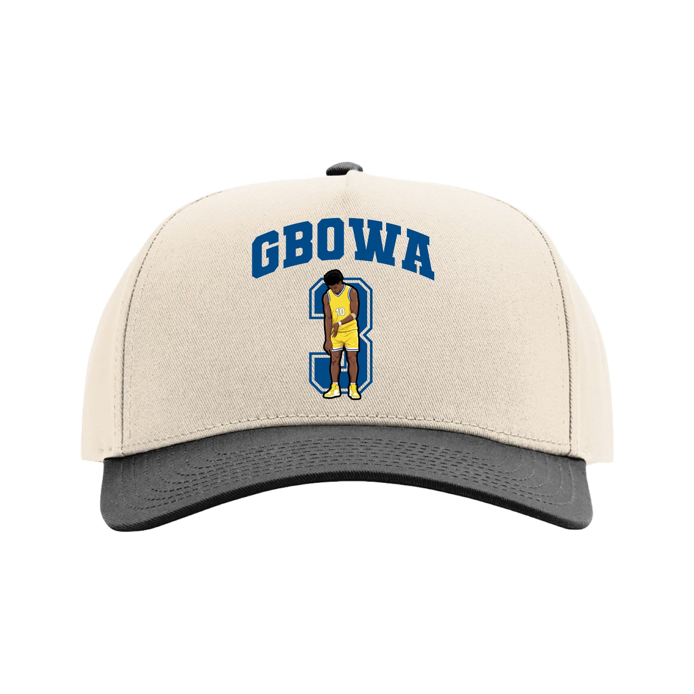Full Fabric Five-Panel Champ Cap — Number in Cream/Black