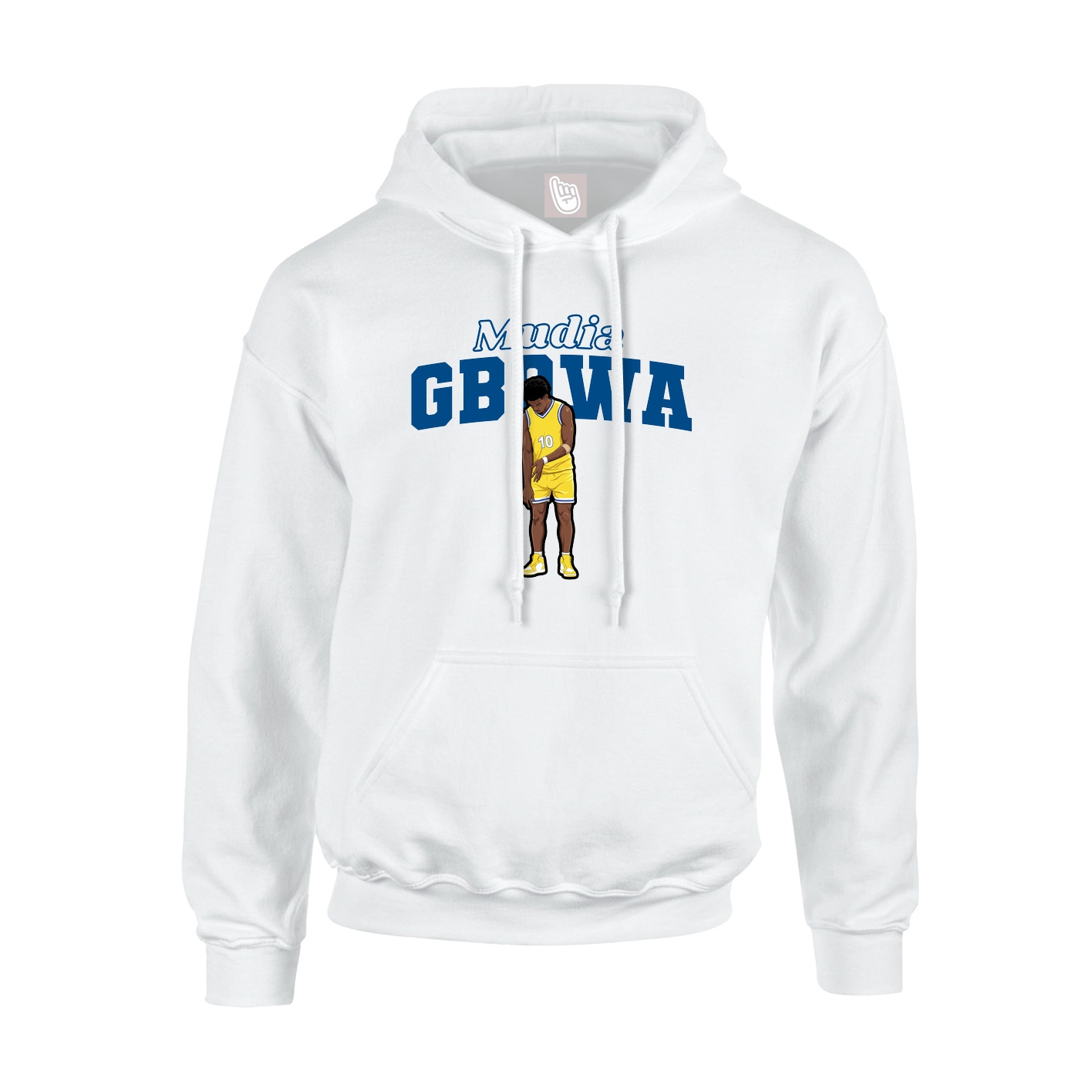 Youth Hoodie — Name Arch in White