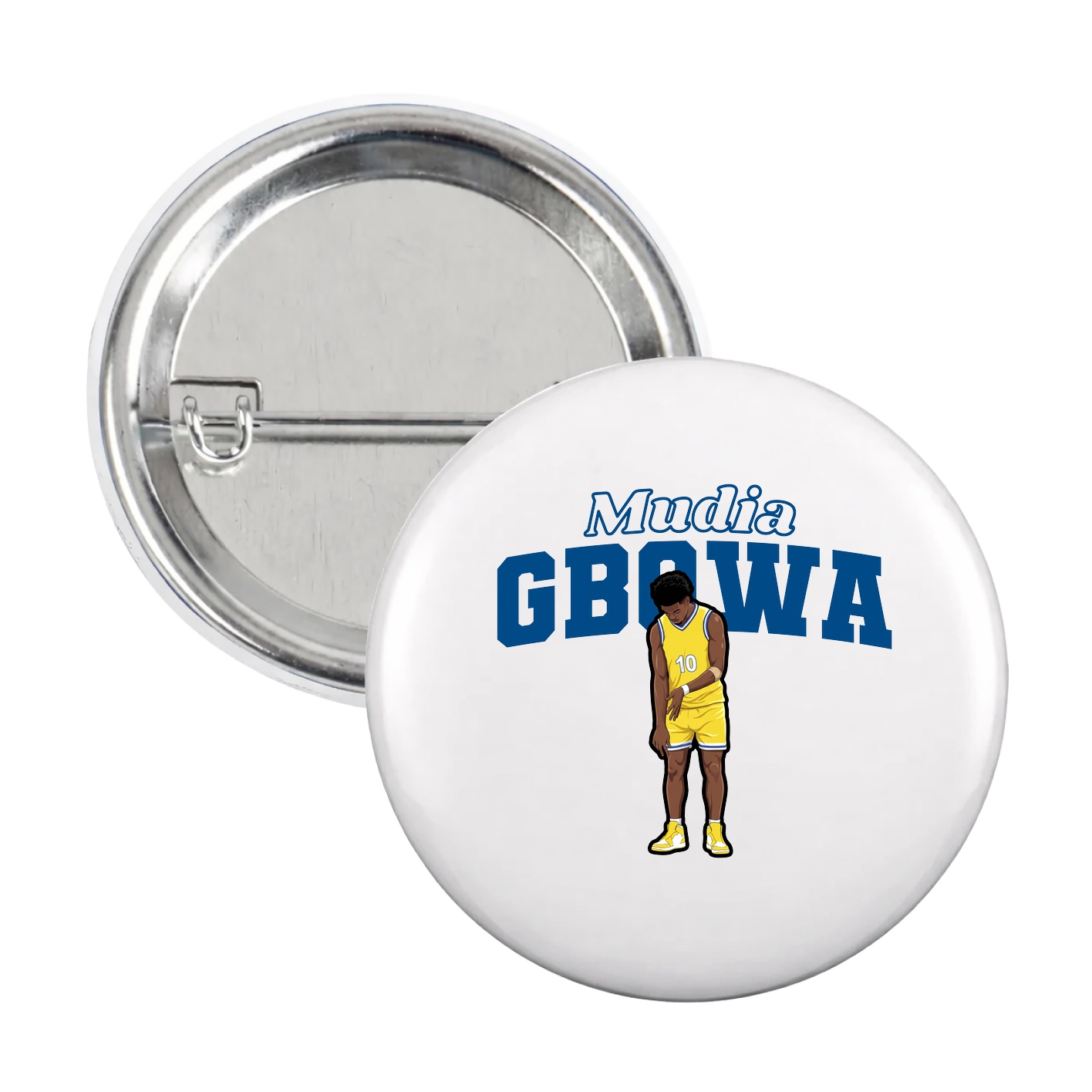 Game Day Button — Name Arch in White