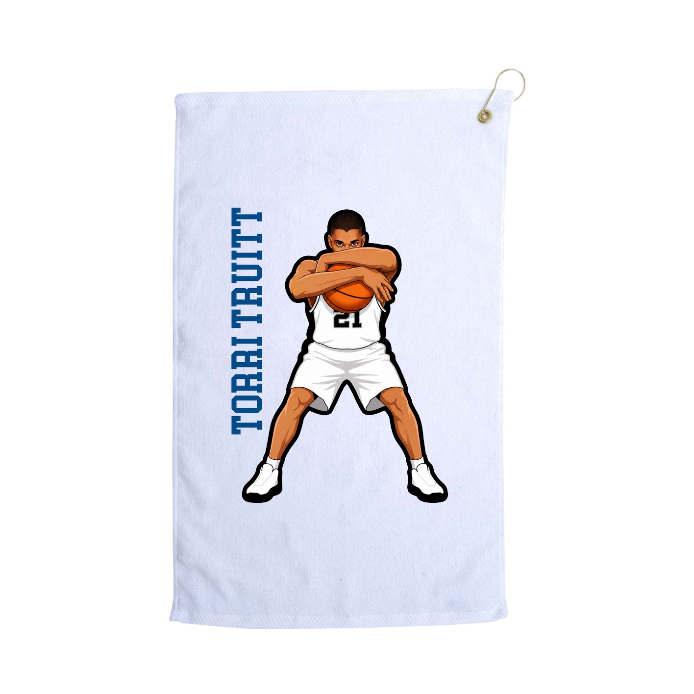 Golf Towel — Name Vertical in White