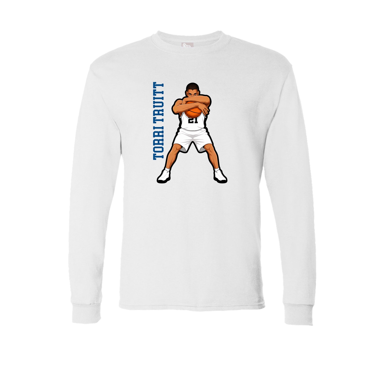 Long Sleeve Tee — Name Vertical in White