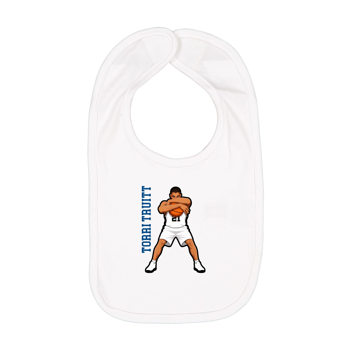 Infant Bib — Name Vertical in White