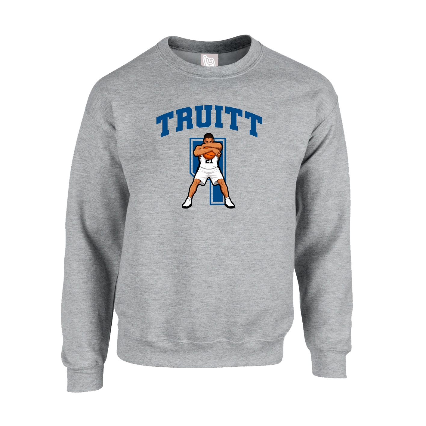 Fleece Crew — Number in Grey