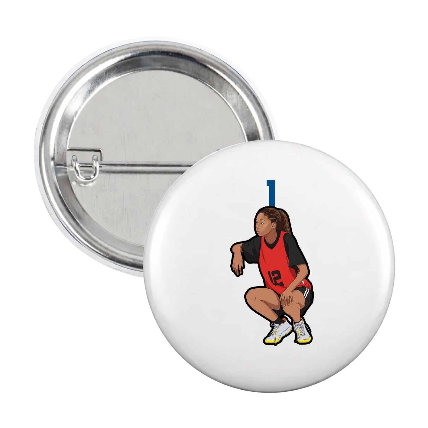 Game Day Button — Number Top in White