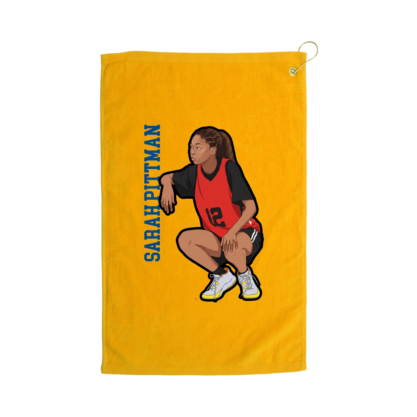 Golf Towel — Name Vertical in Gold