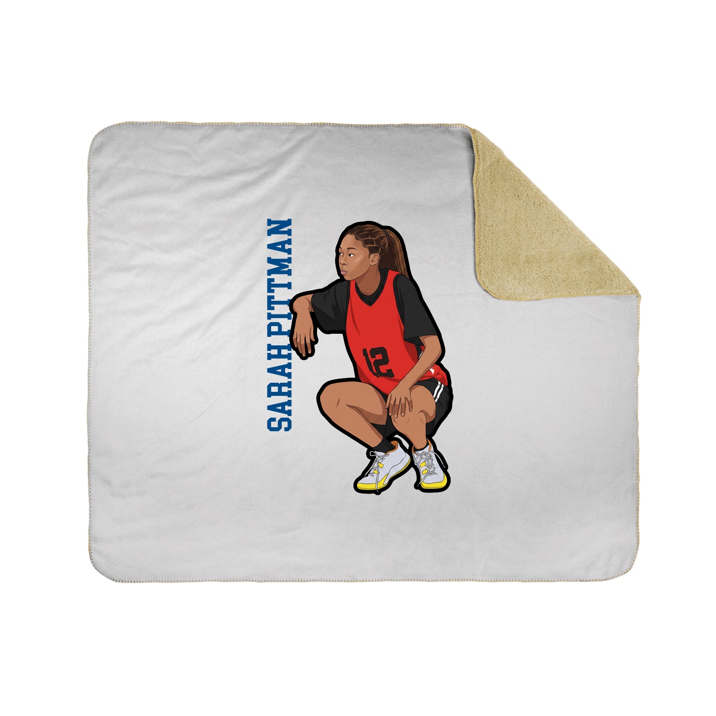 Throw Blanket — Name Vertical in White