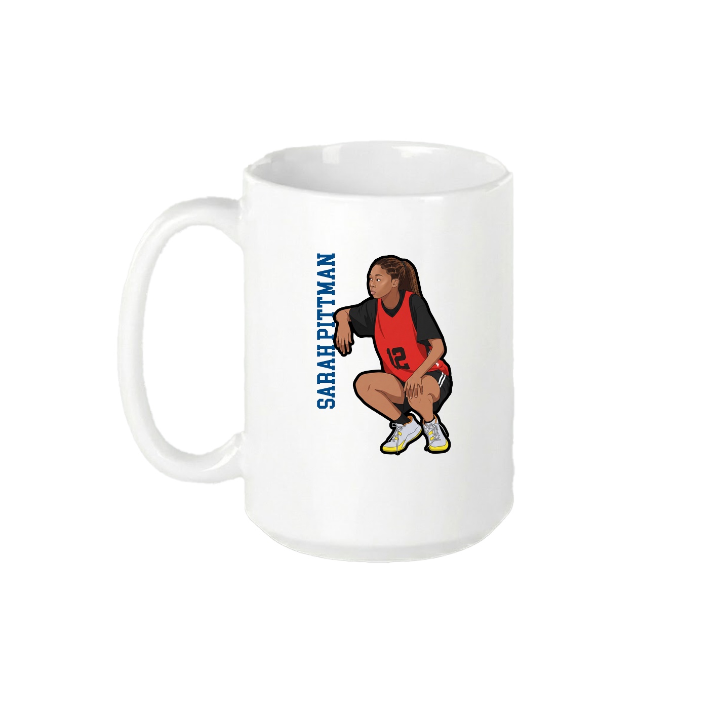 15oz Coffee Mug — Name Vertical in White