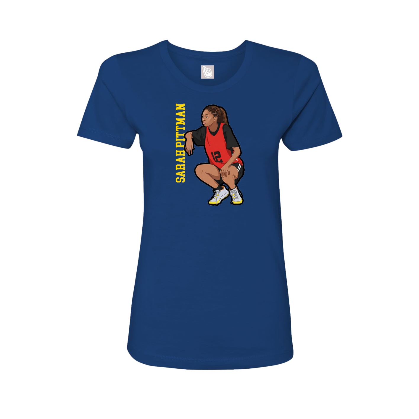Fitted Women's Tee — Name Vertical in Royal