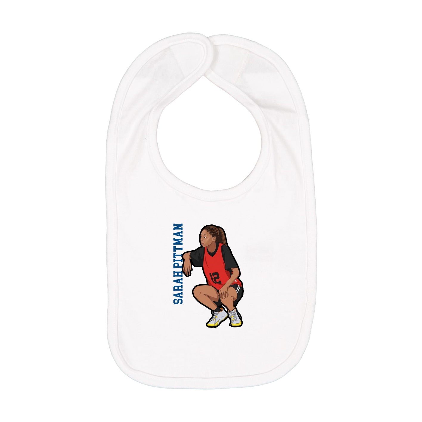 Infant Bib — Name Vertical in White
