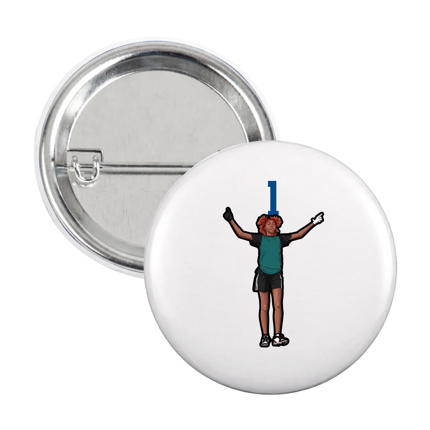 Game Day Button — Number Top in White