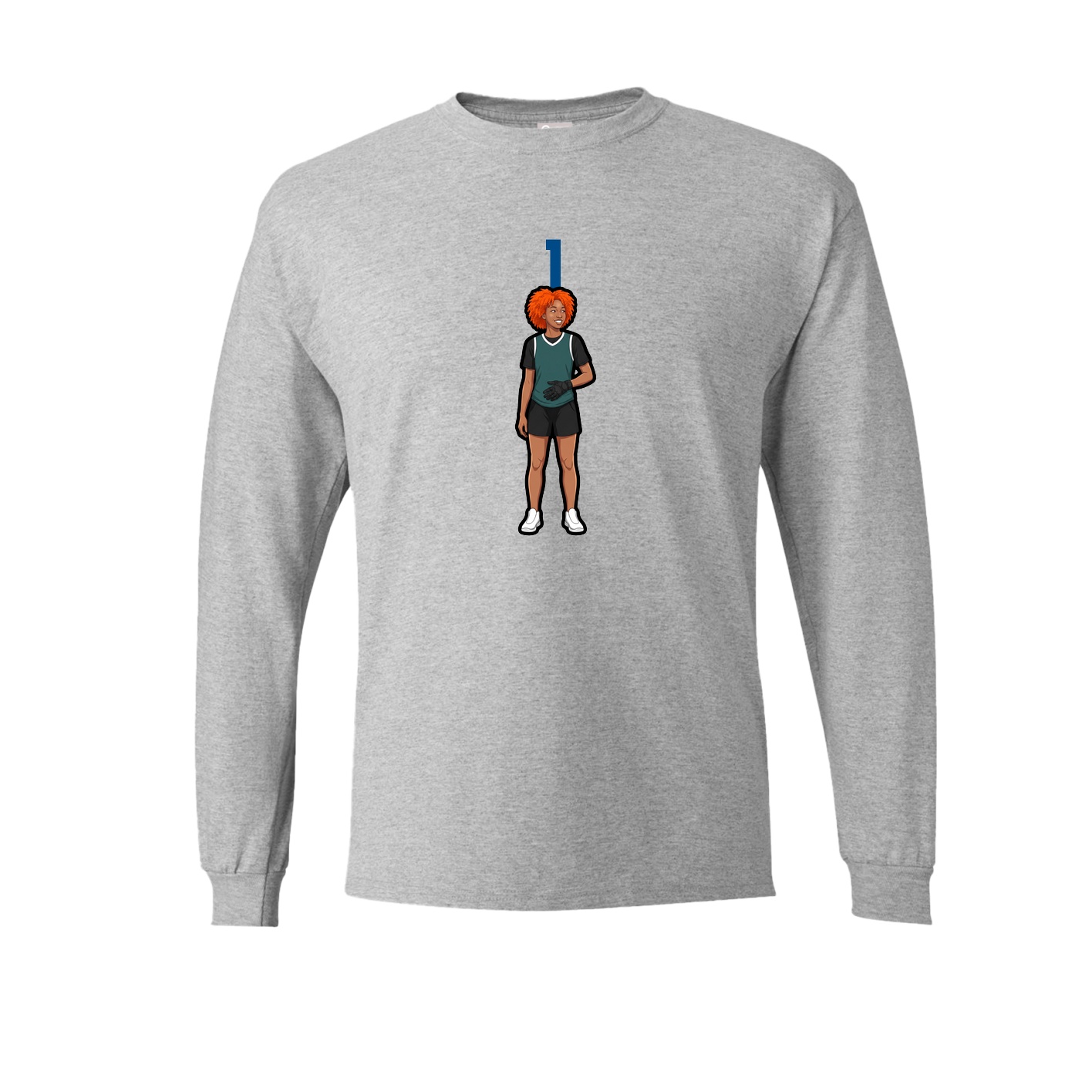 Long Sleeve Tee — Number Top in Grey