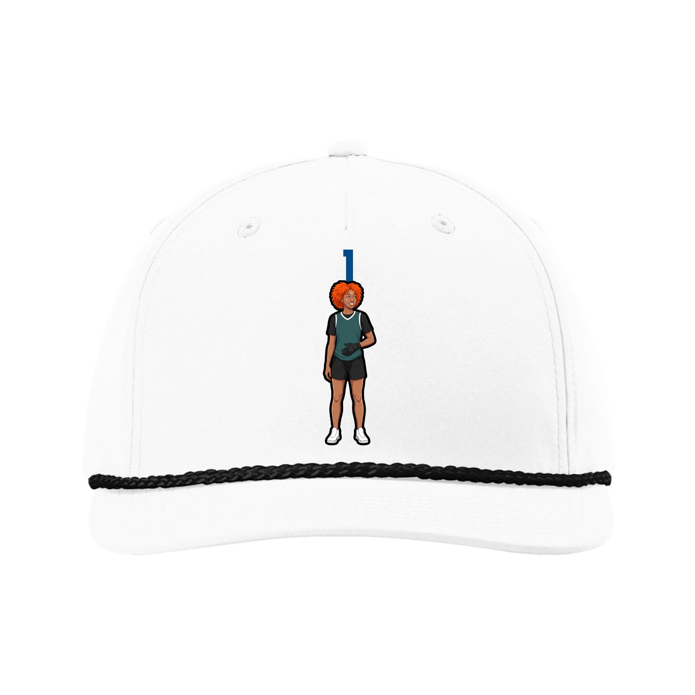 Five-Panel Classic Rope Cap — Number Top in White