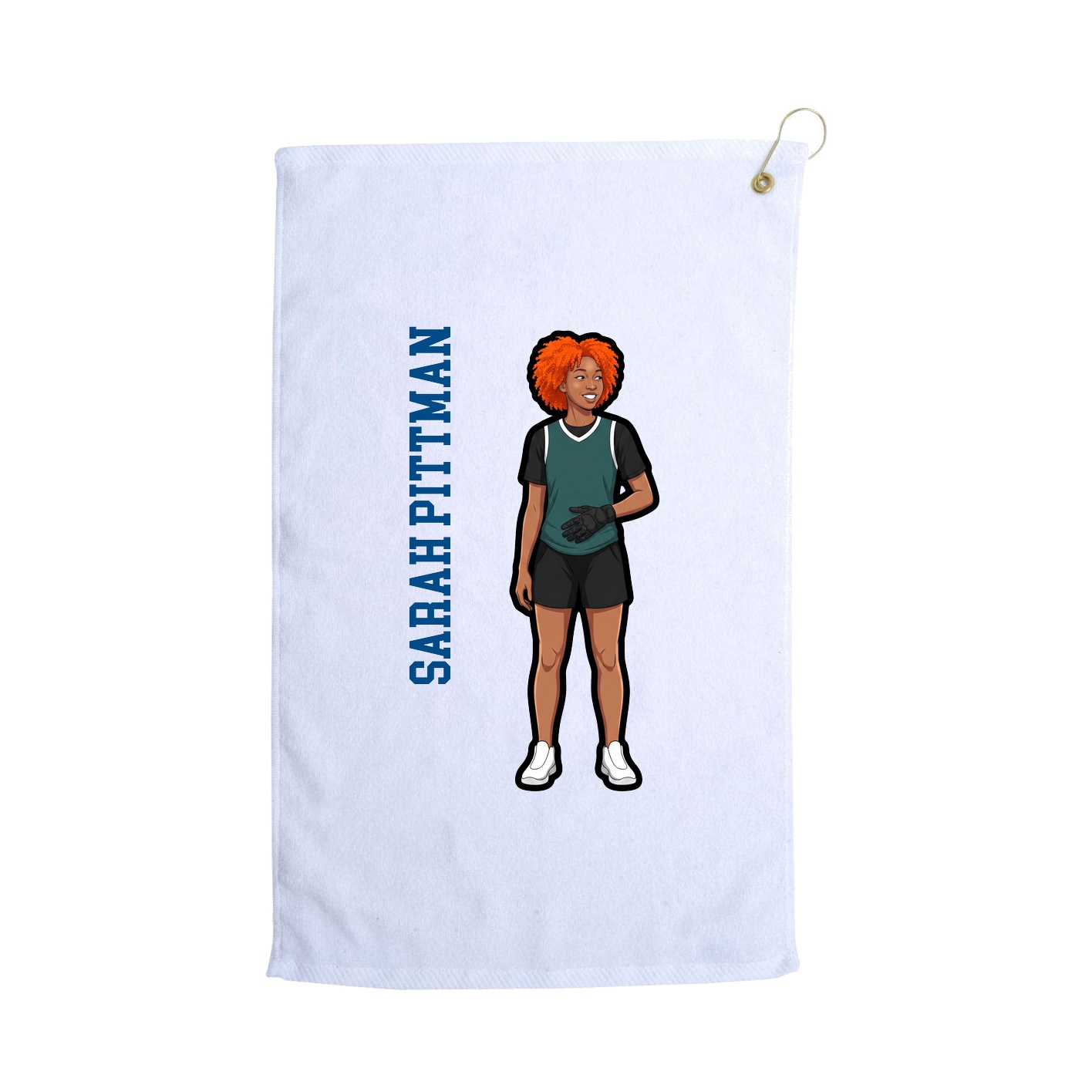 Golf Towel — Name Vertical in White